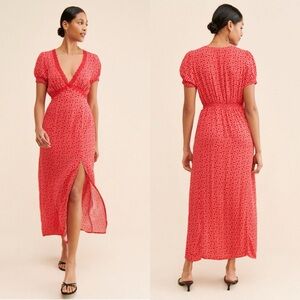 Free People Maxi Dress in Red Pink Pattern with Lace size XS
